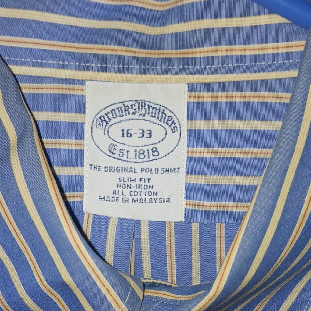 Brooks Brothers Blue Striped Men's Shirt - Picture 2 of 4